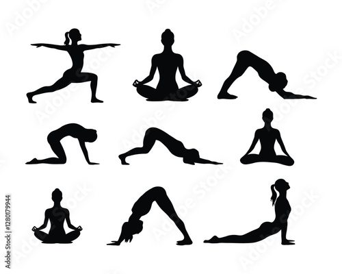 Simple Yoga Stretch Silhouette Template