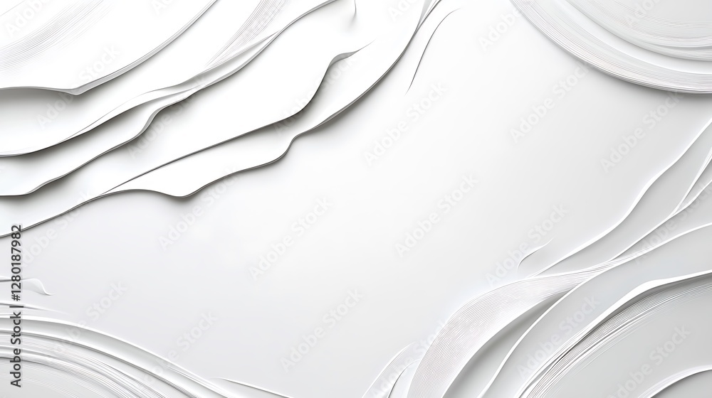 Obraz premium Abstract White Fluid 3D Render: Swirling Organic Forms AI Generated