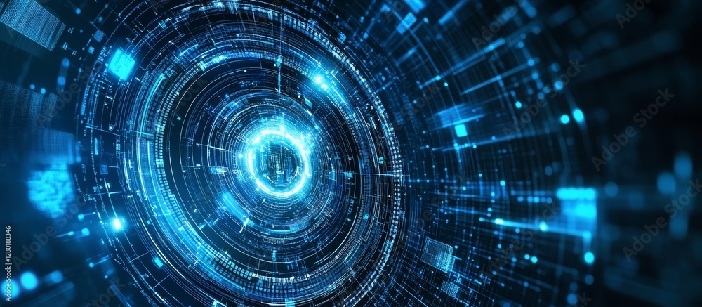 Obraz premium Abstract Digital Technology Tunnel