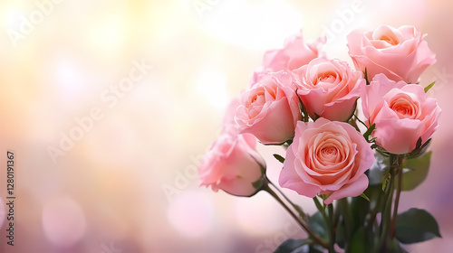 Close-up of Pink Roses in Soft Warm Light