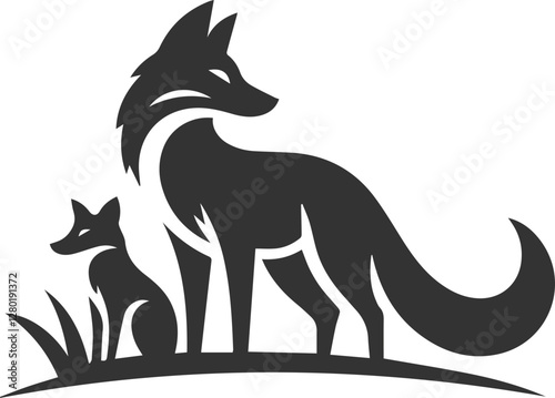 A fox standing protectively over something vector