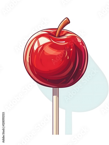 Vibrant Lollipop and Red Apple Candy Illustration: Playful Cartoon Style Sweet Treat for Parties, Holidays, and Carnival Fun