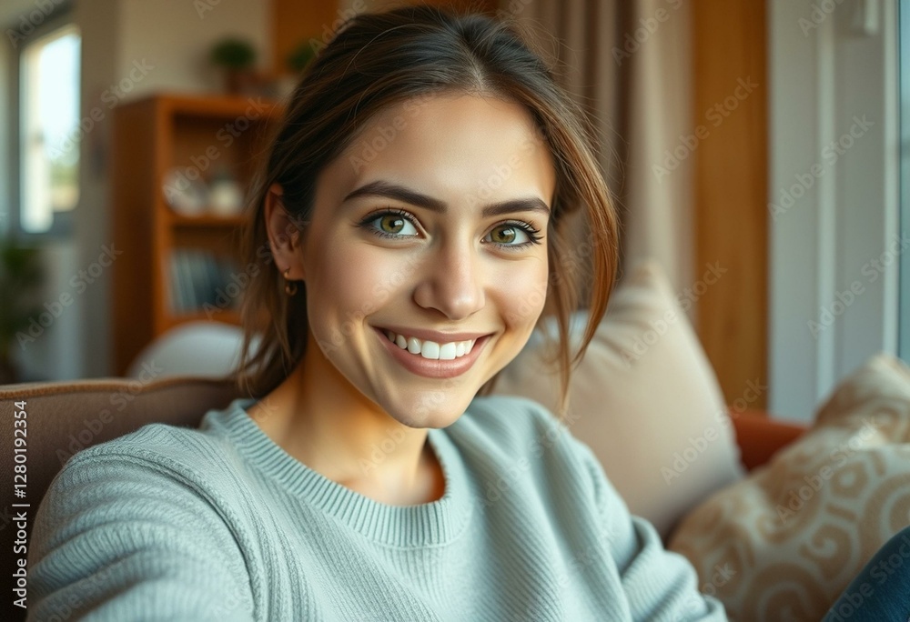 Portrait of a young woman in a cozy environment Portrait of a young woman in a cozy environment