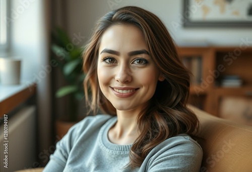 Photorealistic natural light portrait of a female with thick brows