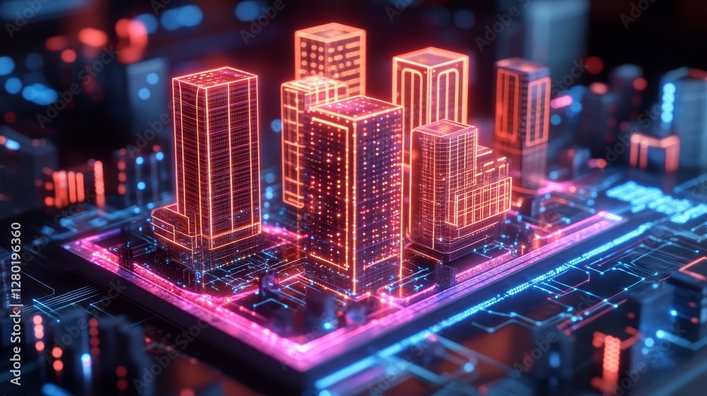 Futuristic city integrated circuit design microchip technology high tech skyline neon glow cybernetic cityscape digital world matrix Futuristic city integrated circuit design microchip technology high tech skyline neon glow cybernetic cityscape digital world matrix