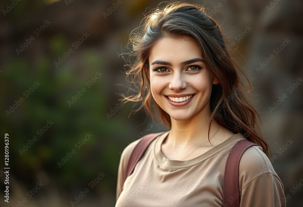 Natural light portrait of a smiling female Natural light portrait of a smiling female