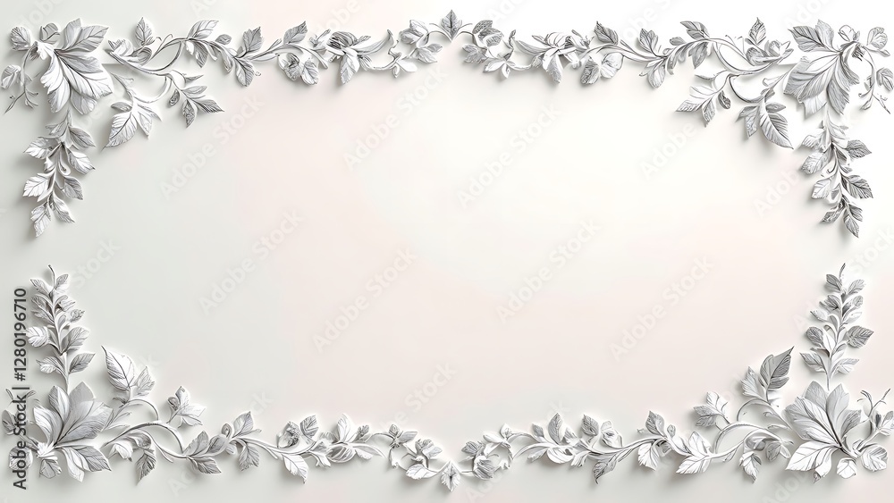 Fototapeta premium White Floral Frame on White Background