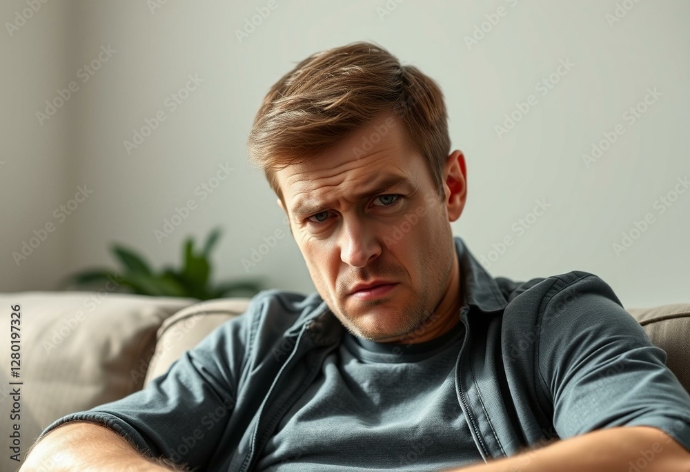 Portrait of a man with irritated expression Portrait of a man with irritated expression