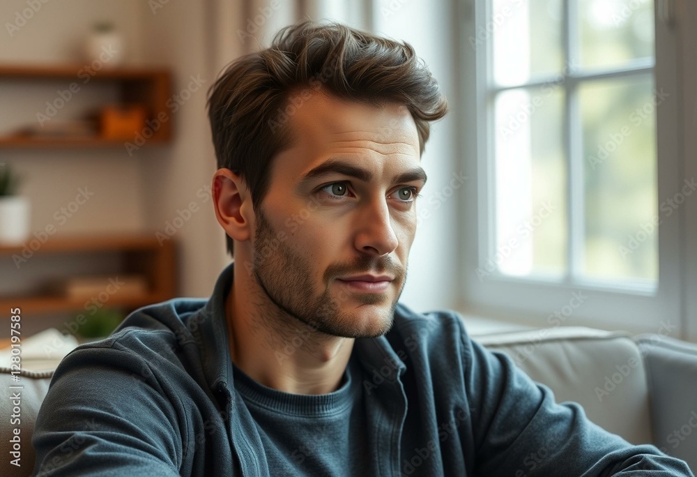 Naklejka premium Photorealistic portrait of a male with thick brows