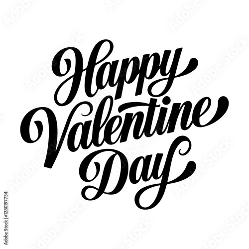 happy valentine day typography, silhouette vector art illustration