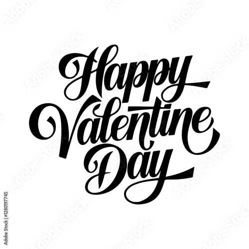 happy valentine day typography, silhouette vector art illustration