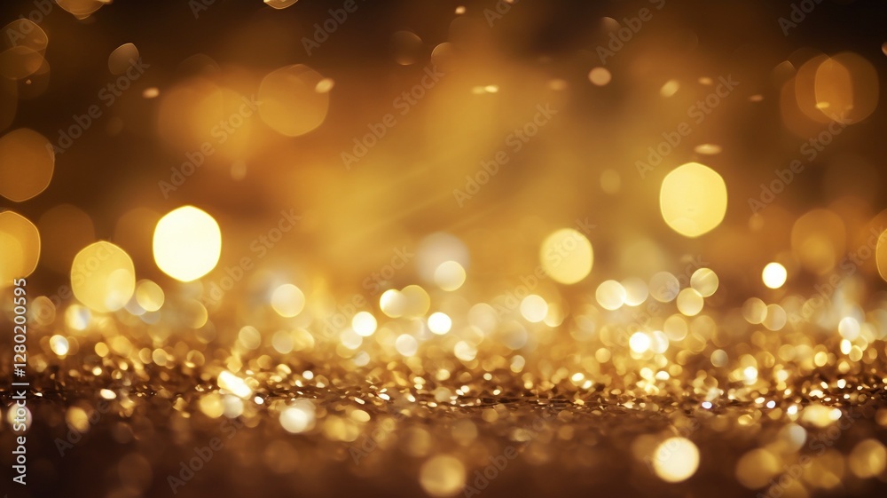 Golden Celebration: A shimmering cascade of warm light and sparkling glitter evokes joy, luxury, and festive cheer.