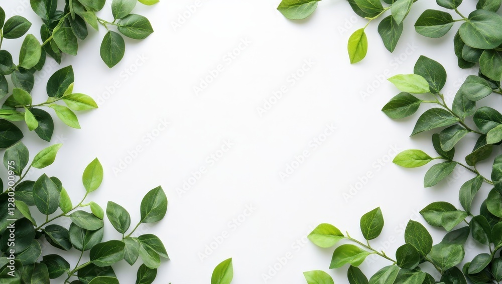 Fresh green leaves frame on white background (1) Fresh green leaves frame on white background (1)