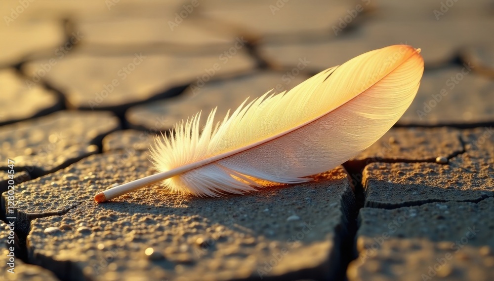 Sun-bleached feather, desert highway, cracked asphalt, desert, arid Sun-bleached feather, desert highway, cracked asphalt, desert, arid