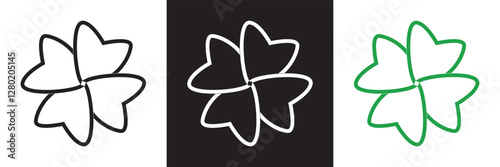 Good luck four leaf clover icon .  isolated on white and black background. Vector illustration. EPS 10