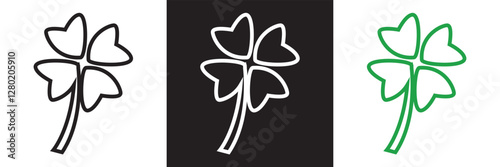 Good luck four leaf clover icon .  isolated on white and black background. Vector illustration. EPS 10