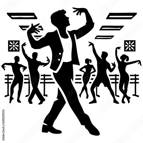 Silhouette of Dance Instructor Leading a Class
