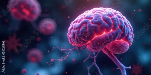 Microscopic view of brain cells, highlighting altered proteins , healthcare, CSF analysis, brain health