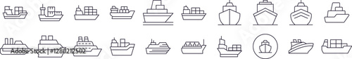 Passenger, Cargo and Cruise Simple Isolated Line Icons Collection. Editable Stroke. Perfect for Web Sites, Books, Cards, Apps