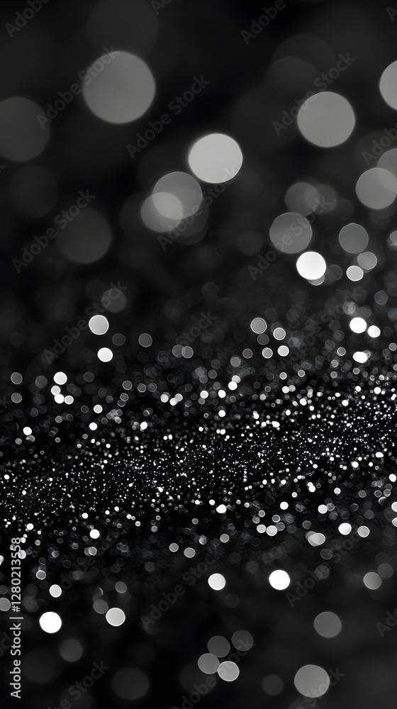 Abstract Black And White Glitter Bokeh Background