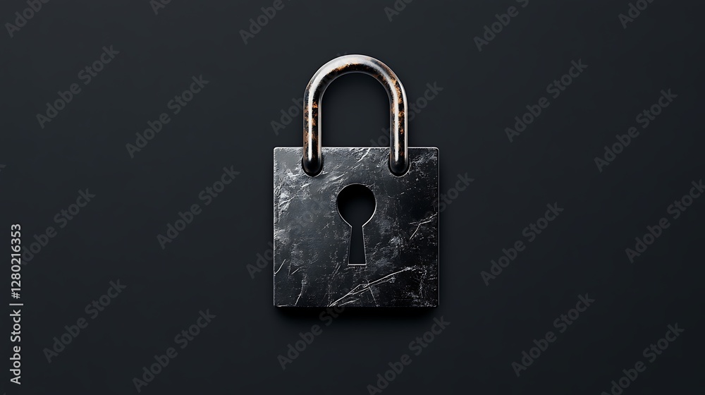 Fototapeta premium Dark Padlock 3D Render: Security Concept on Black Background AI Generated
