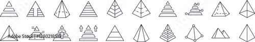 Pyramid Set of Thin Icons. Editable Stroke. Perfect for Web Sites, Books, Cards, Apps