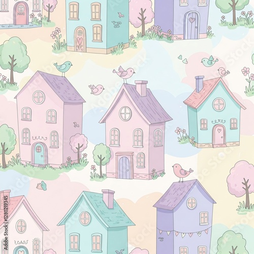 seamless pattern with houses