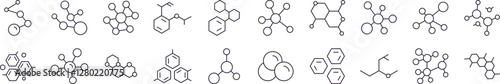 Atom Outline Simple Linear Image Collection. Editable Stroke. Perfect for Web Sites, Books, Cards, Apps