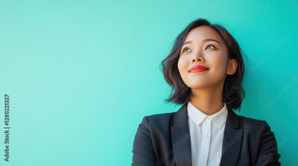 Young Businesswoman Looks Upwards Hopeful and Ambitious Young Businesswoman Looks Upwards Hopeful and Ambitious