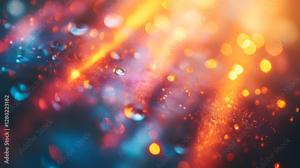 Obraz premium Abstract Colorful Bokeh Light With Water Droplets and Vibrant Shades