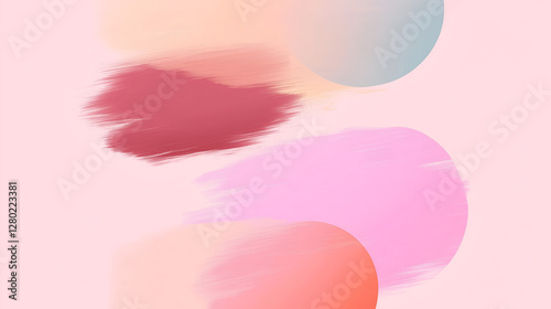 Abstract pastel hues blend softly on a pink background, creating a calming and artistic aesthetic.