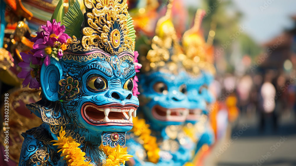 Fototapeta premium Nyepi Day Festival in Bali - Ogoh-Ogoh Monkey Statue Parade as Part of the Traditional Hindu New Year Ceremony