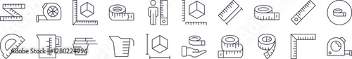 Measure Tape Simple Isolated Line Icons Collection. Editable Stroke. Perfect for Web Sites, Books, Cards, Apps