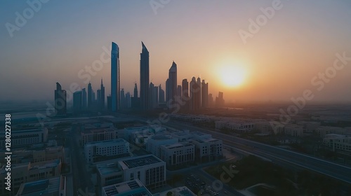 The Abu Dhabi Skyline Bathed in the Soft Light of Sunset photo