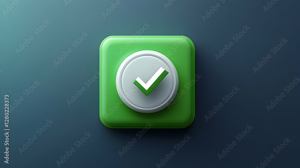 Vector cartoon 3d turn on switch button. Cute realistic 3d green toggle switch slider with white yes checkmark icon. Setting toggle design element for mobile app interface, web. Vector cartoon 3d turn on switch button. Cute realistic 3d green toggle switch slider with white yes checkmark icon. Setting toggle design element for mobile app interface, web.