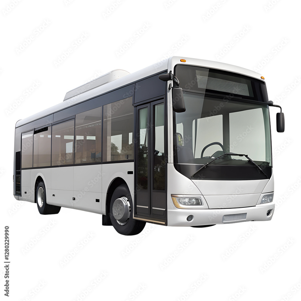 Matte white city bus isolated on transparent background. Matte white city bus isolated on transparent background.