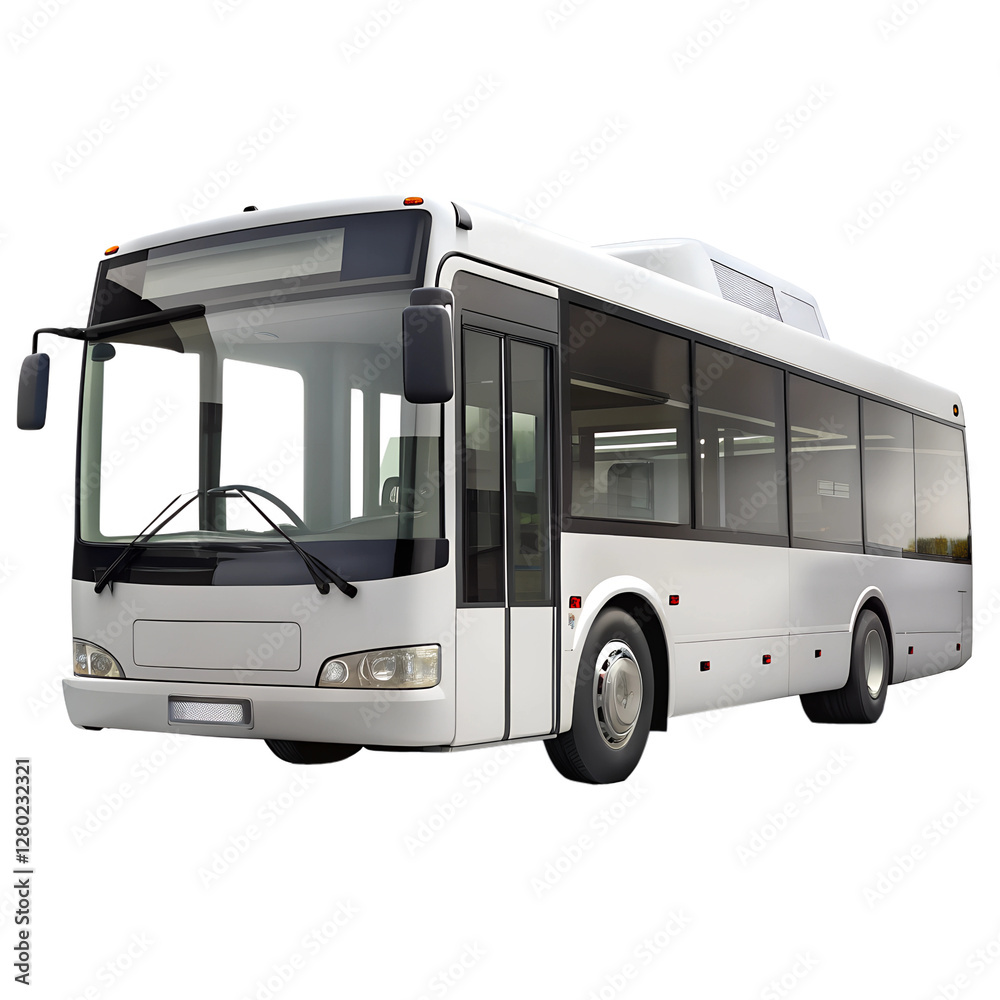 Matte white city bus isolated on transparent background. Matte white city bus isolated on transparent background.