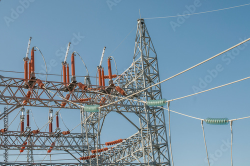 High voltage engineering devices for the electrical industry for the production of power transmission and distribution. Substation and grid or net. photo