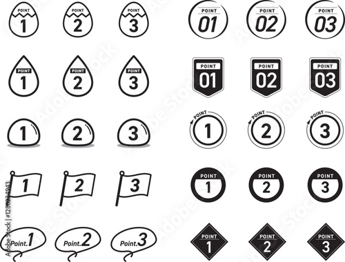 シンプルな数字のアイコンセット