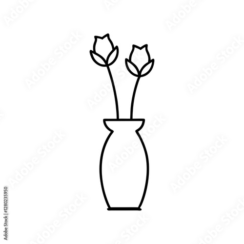 A flower in a vase line art vector illustration