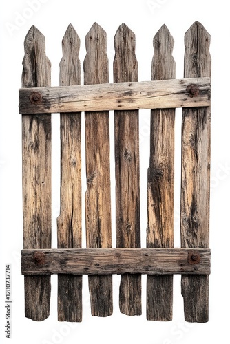 Weathered Wooden Fence Gate Isolated