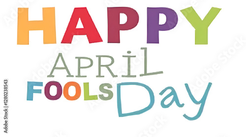 April fools day cute elements, Text, Typography Lettering Calligraphy, Isolate On Transparent Background 