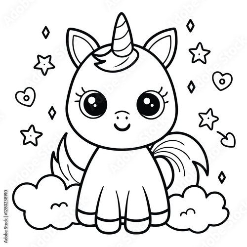 cute unicorn coloring book  vector illustration for kids 