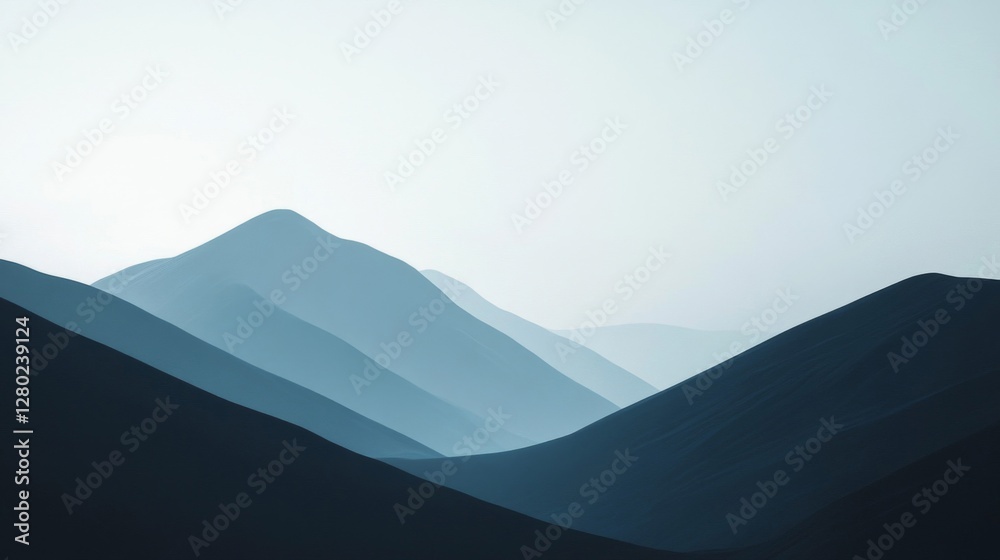 Fototapeta premium Blue Mountain Range Under a Clear Sky