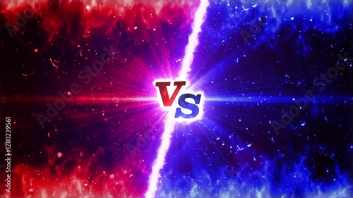 炎のVS 対決イメージのループ背景 赤色と青色