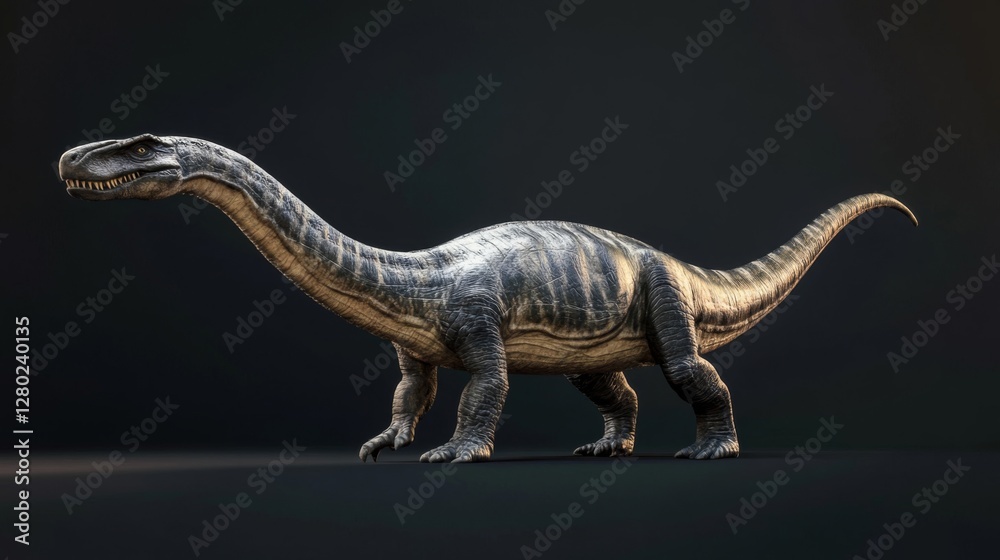 Gray Scaled Dinosaur 3D Render Against Dark Background Gray Scaled Dinosaur 3D Render Against Dark Background