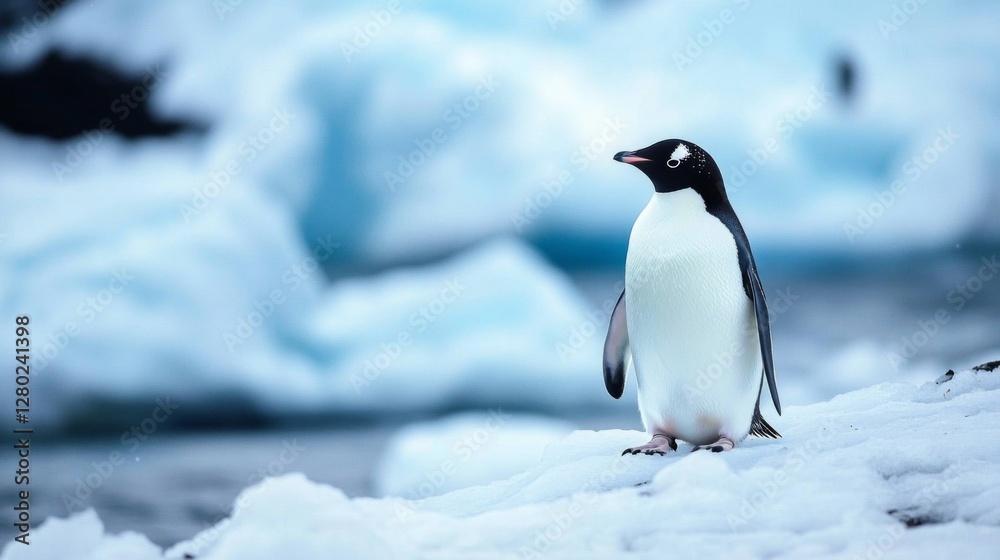 Obraz premium Ad?lie Penguin on Antarctic Ice