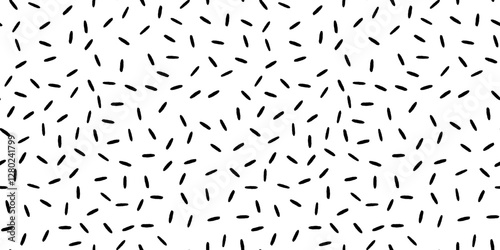 Small Dash Pattern on white background. Grunge black lines. Seamless pattern with Hands sketchy prints. Vector Illustration.