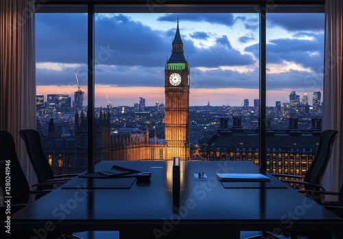 London Cityscape View from Modern Office