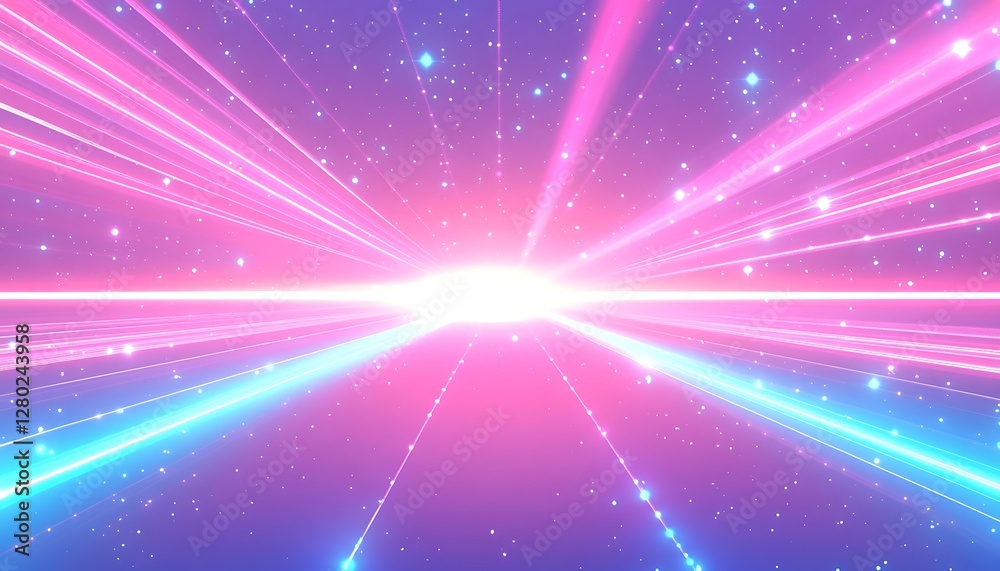Obraz premium Cosmic light beams radiate from a center point